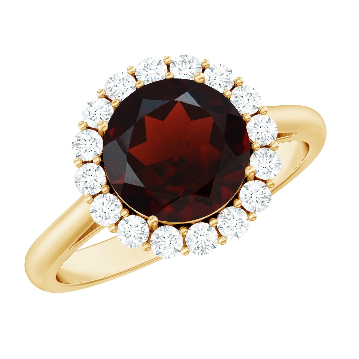 Certified 2.3 Carat Real Garnet Engagement Ring with Diamond Halo