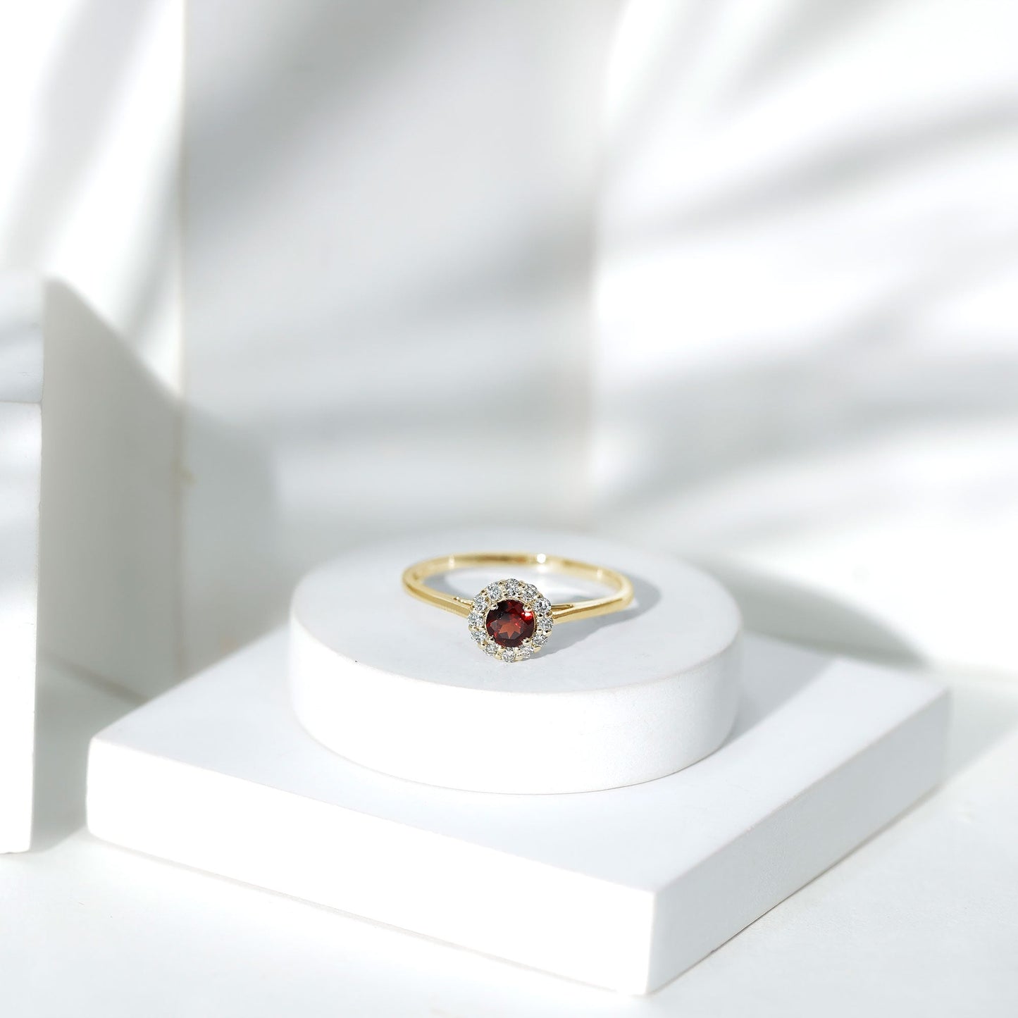 Certified 2.3 Carat Real Garnet Engagement Ring with Diamond Halo