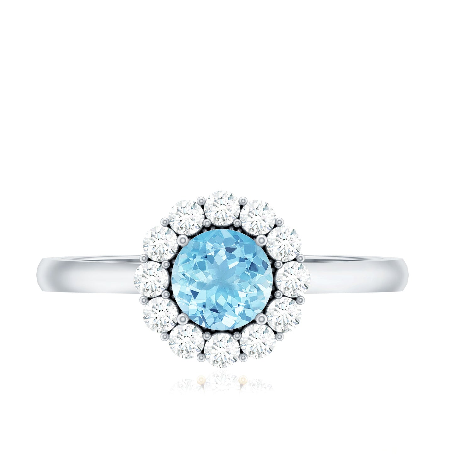 0.8 Carat Aquamarine and Diamond Floating Halo Engagement Ring