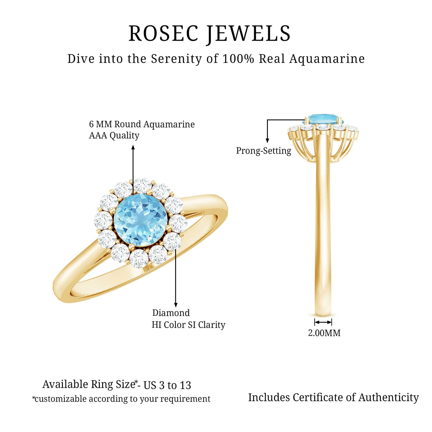 0.8 Carat Aquamarine and Diamond Floating Halo Engagement Ring