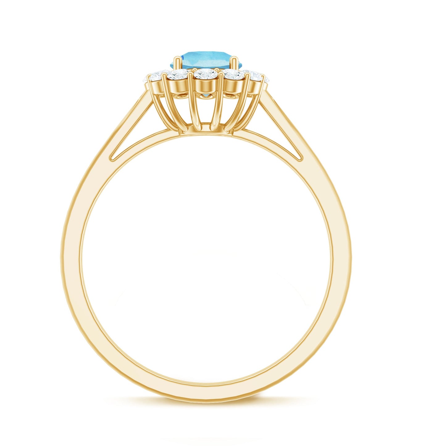 0.8 Carat Aquamarine and Diamond Floating Halo Engagement Ring