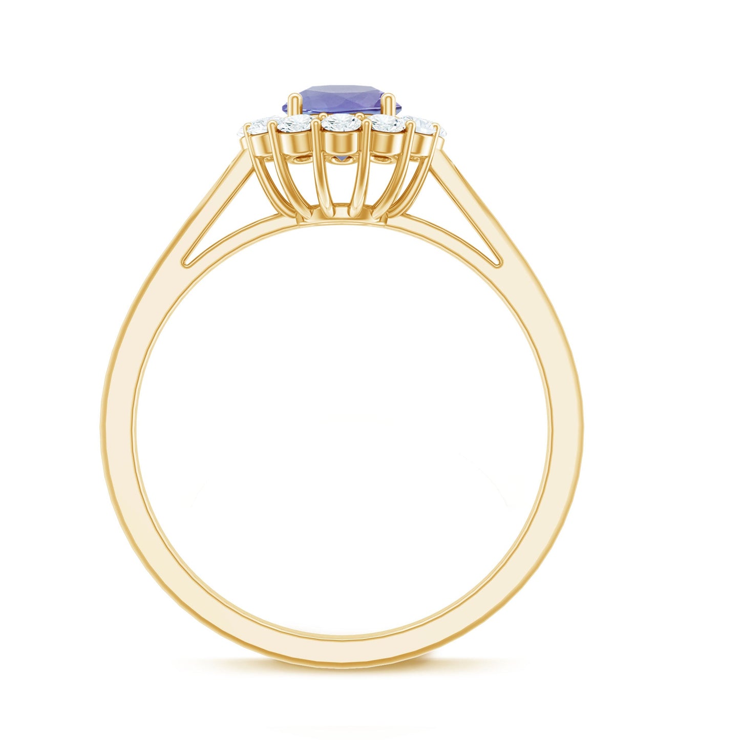 Genuine Tanzanite Classic Engagement Ring with Diamond Halo