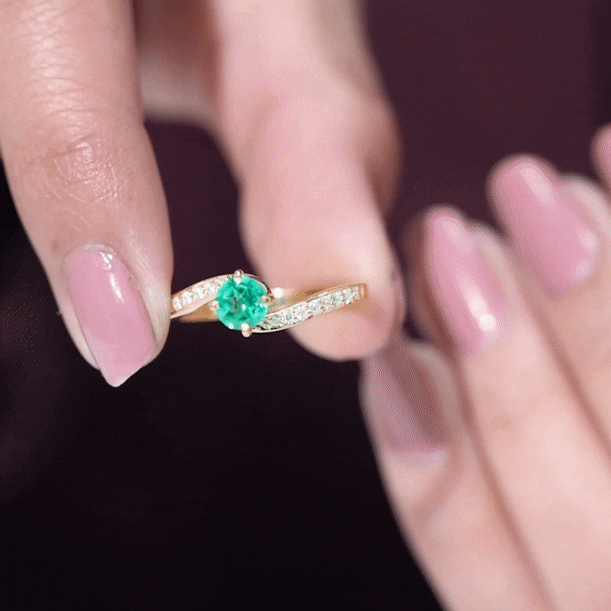 Certified 0.8 Carat Lab Grown Emerald Diamond Bypass Engagement Ring