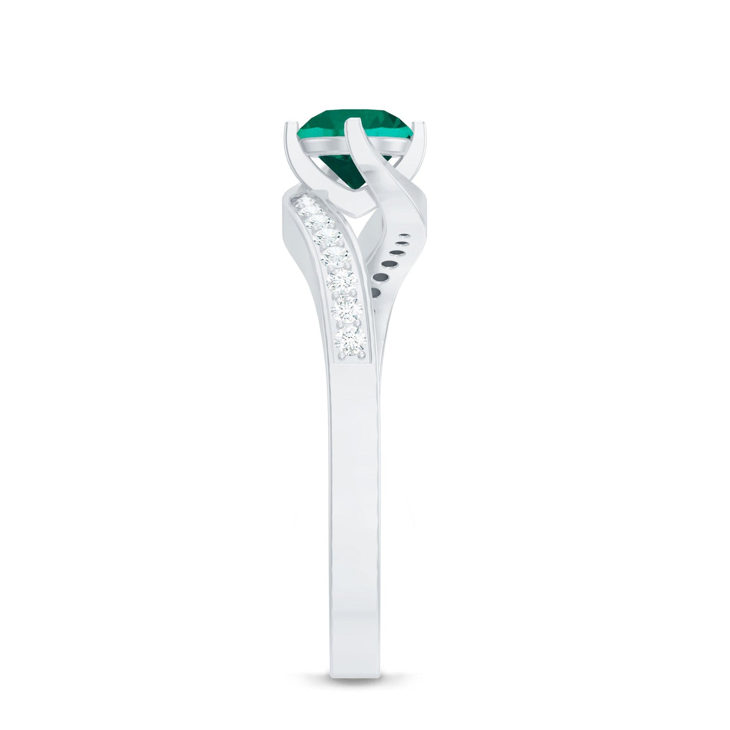 Certified 0.8 Carat Lab Grown Emerald Diamond Bypass Engagement Ring