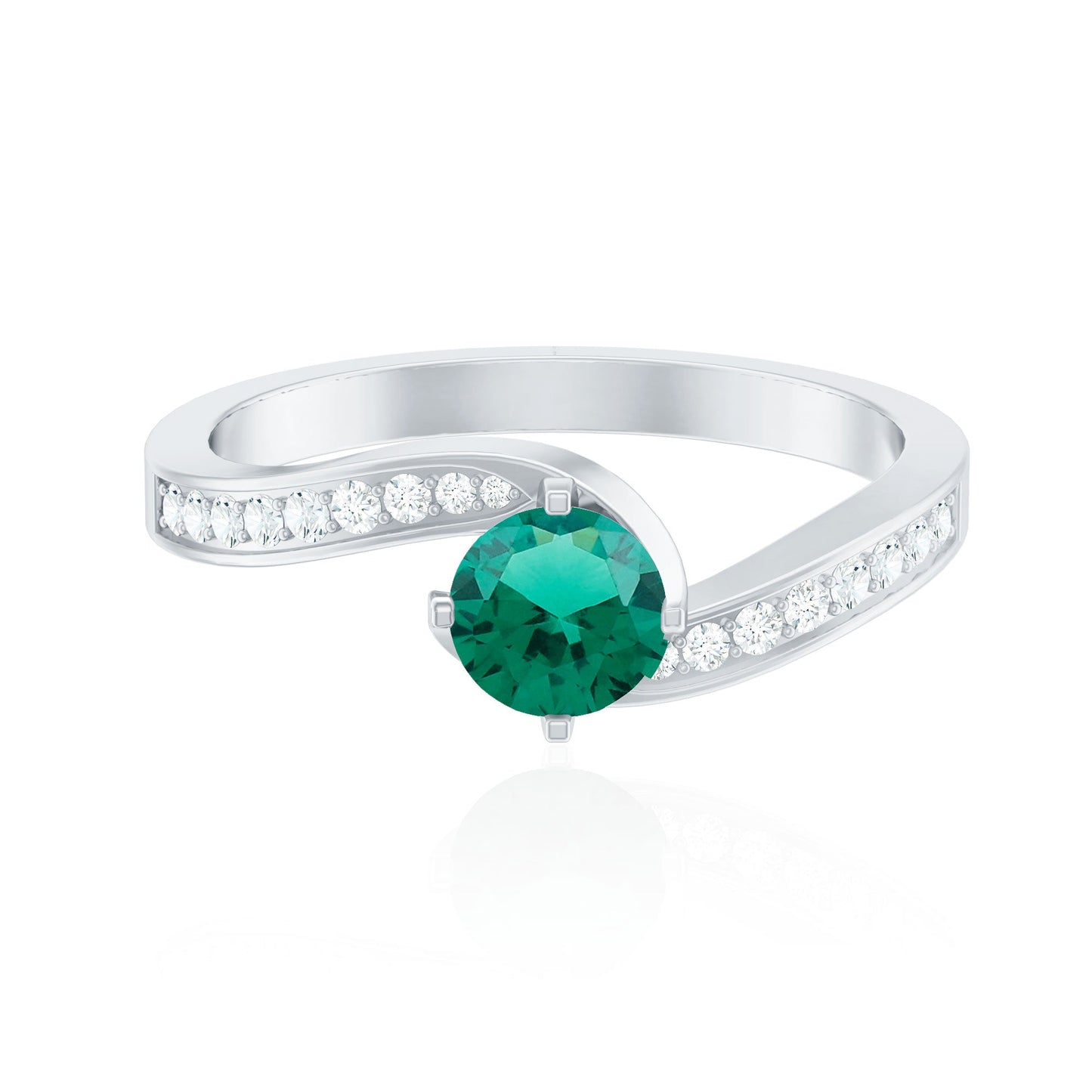 Certified 0.8 Carat Lab Grown Emerald Diamond Bypass Engagement Ring