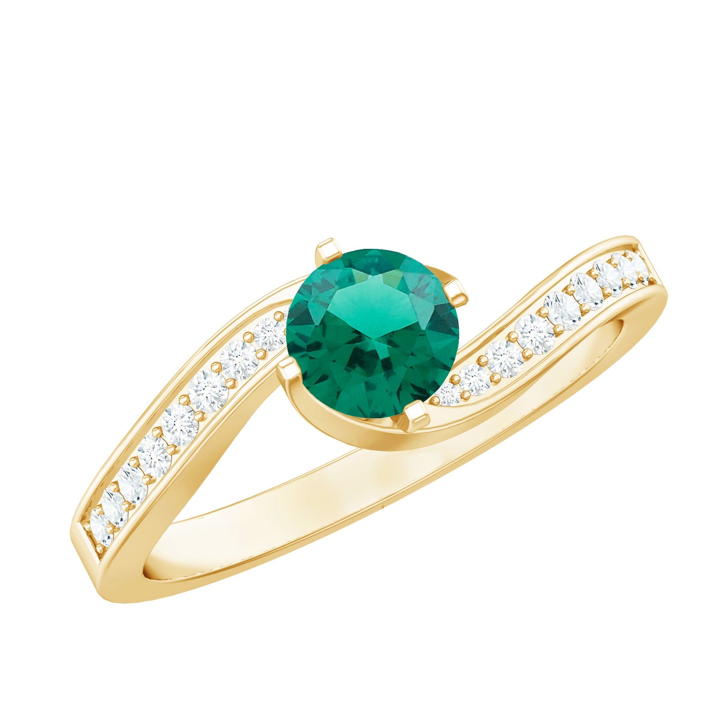 Certified 0.8 Carat Lab Grown Emerald Diamond Bypass Engagement Ring