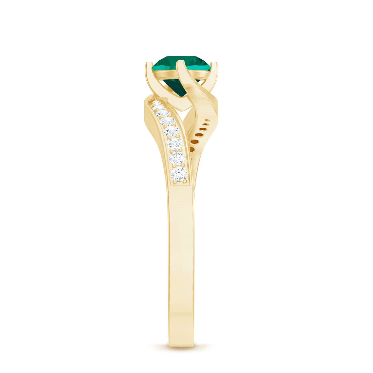 Certified 0.8 Carat Lab Grown Emerald Diamond Bypass Engagement Ring