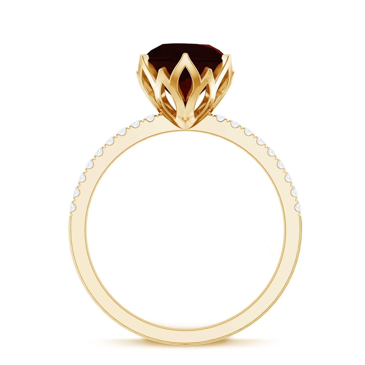 Natural 2.3 Carat Garnet Solitaire Engagement Ring with Diamond