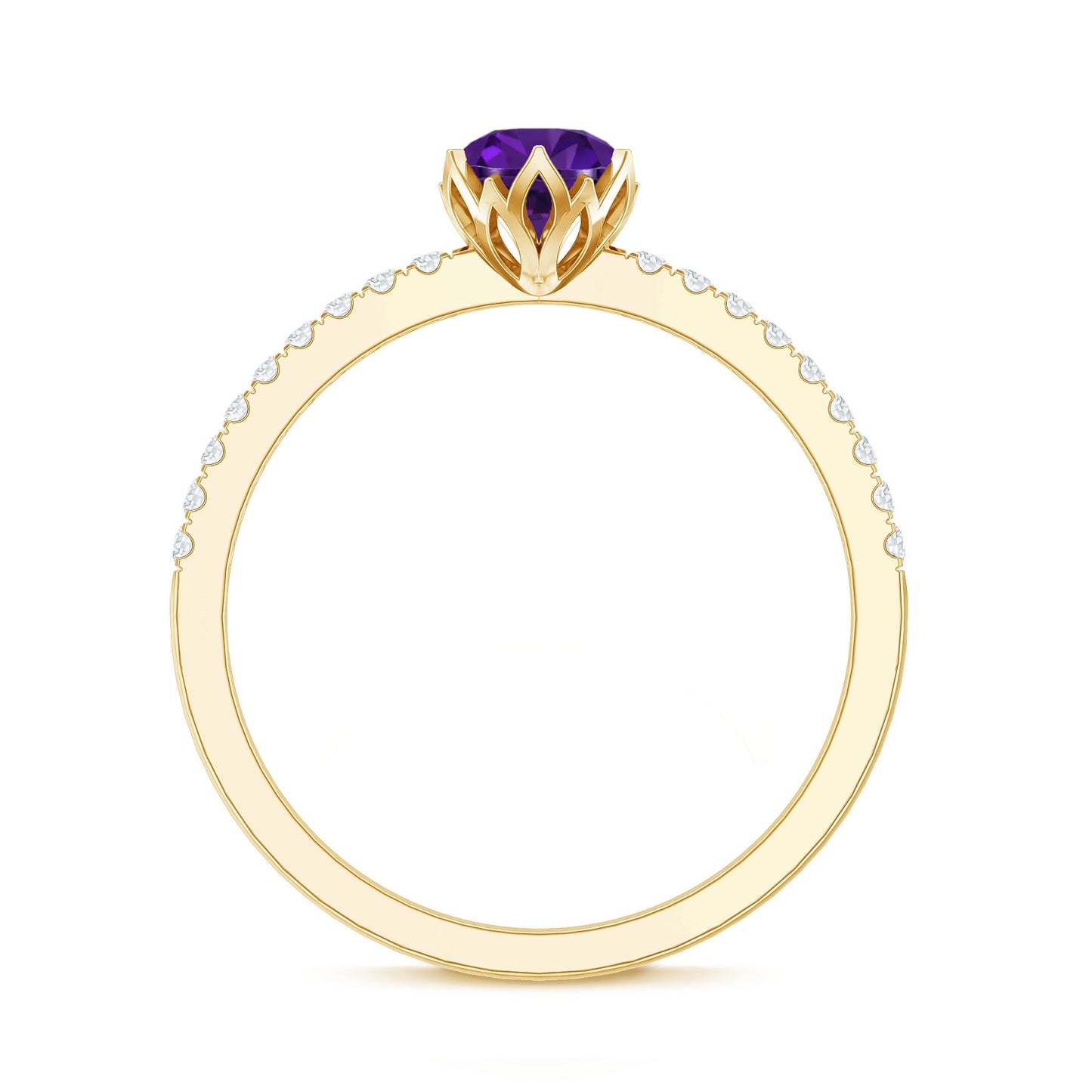 Genuine Amethyst Diamond Promise Ring for Women