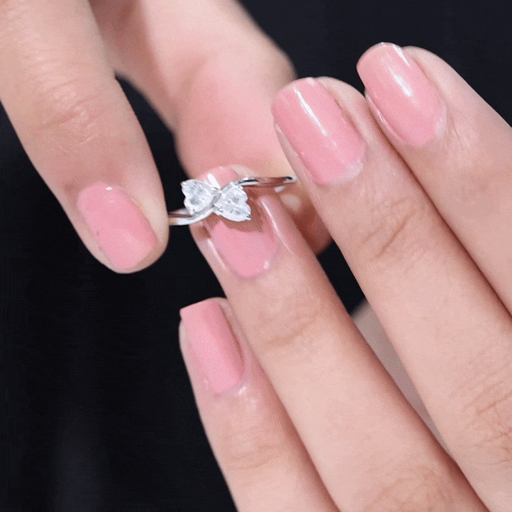 Heart Shape Moissanite Toi Et Moi Promise Ring