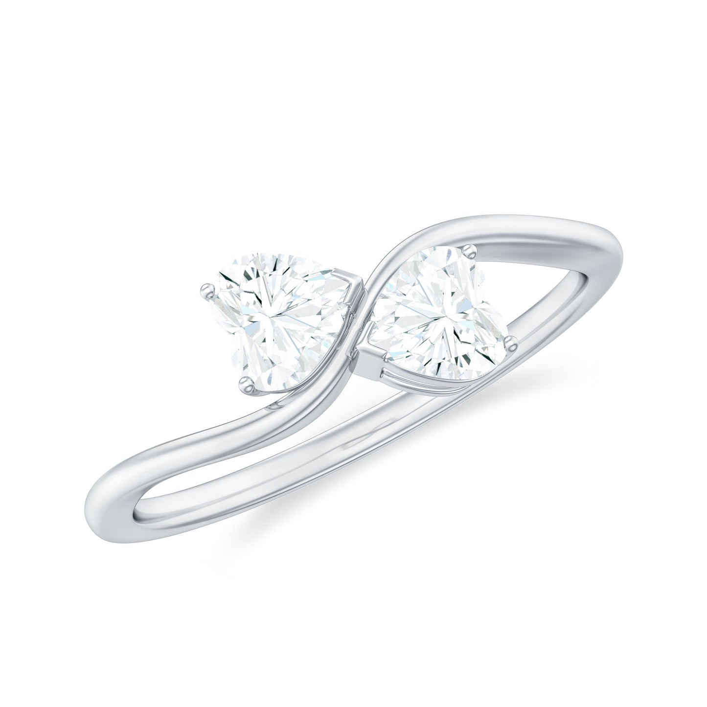 Heart Shape Moissanite Toi Et Moi Promise Ring