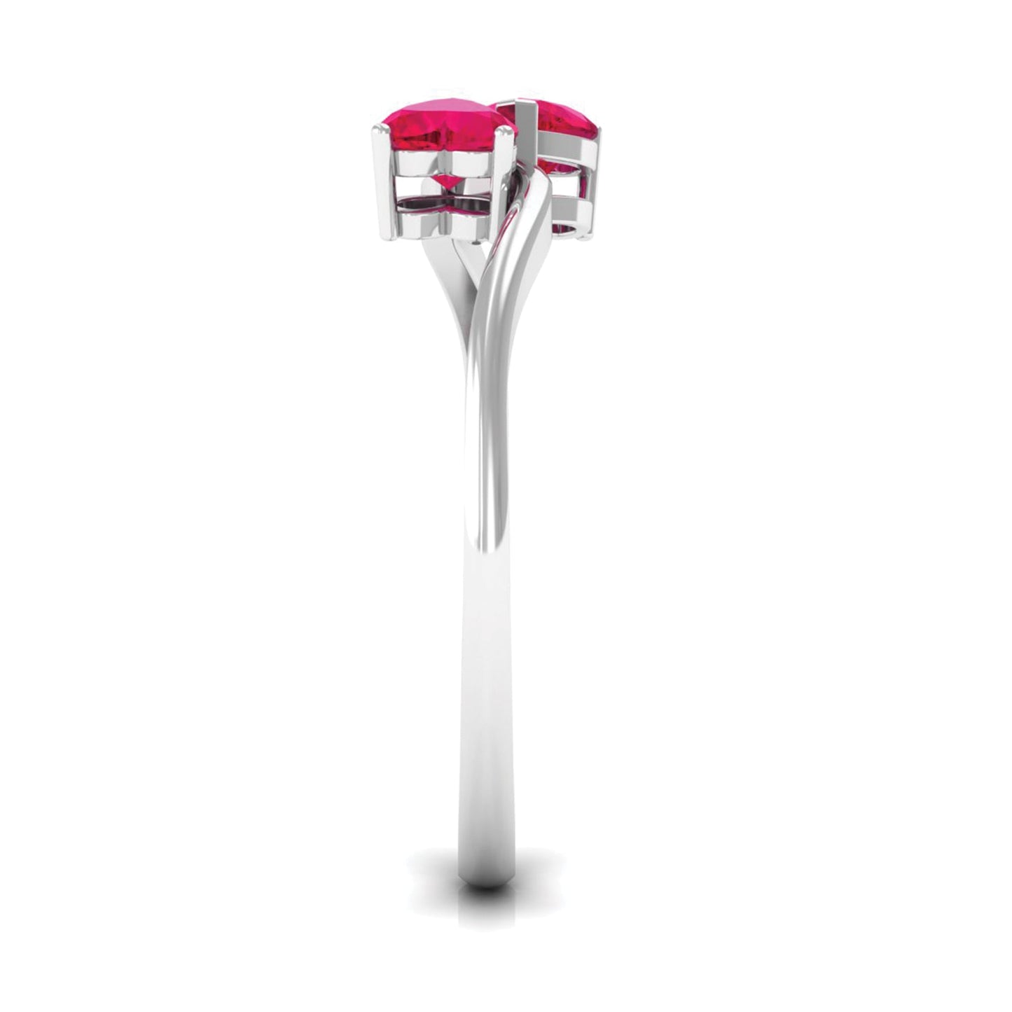 Natural Ruby Toi Et Moi Heart Promise Ring for Women