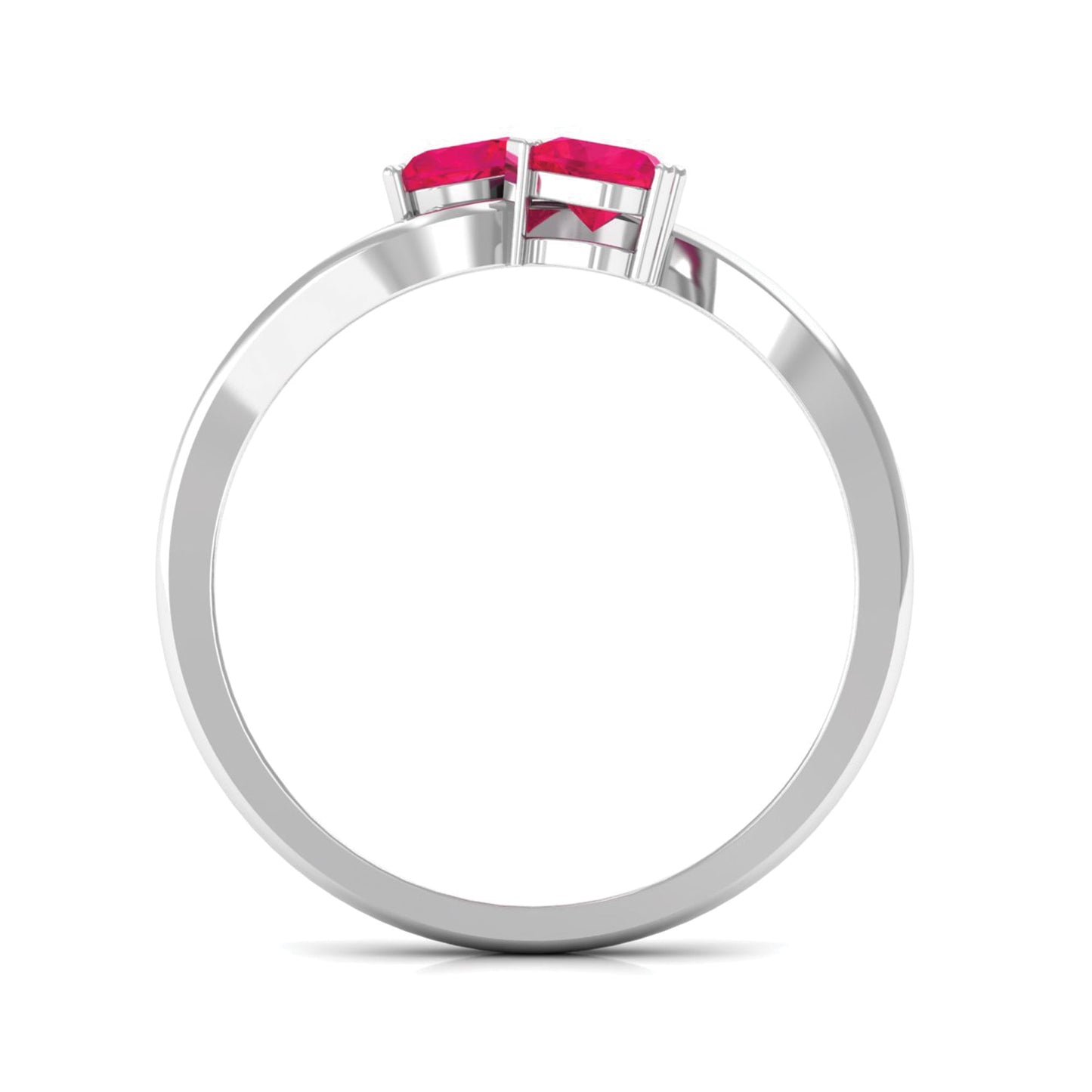 Natural Ruby Toi Et Moi Heart Promise Ring for Women
