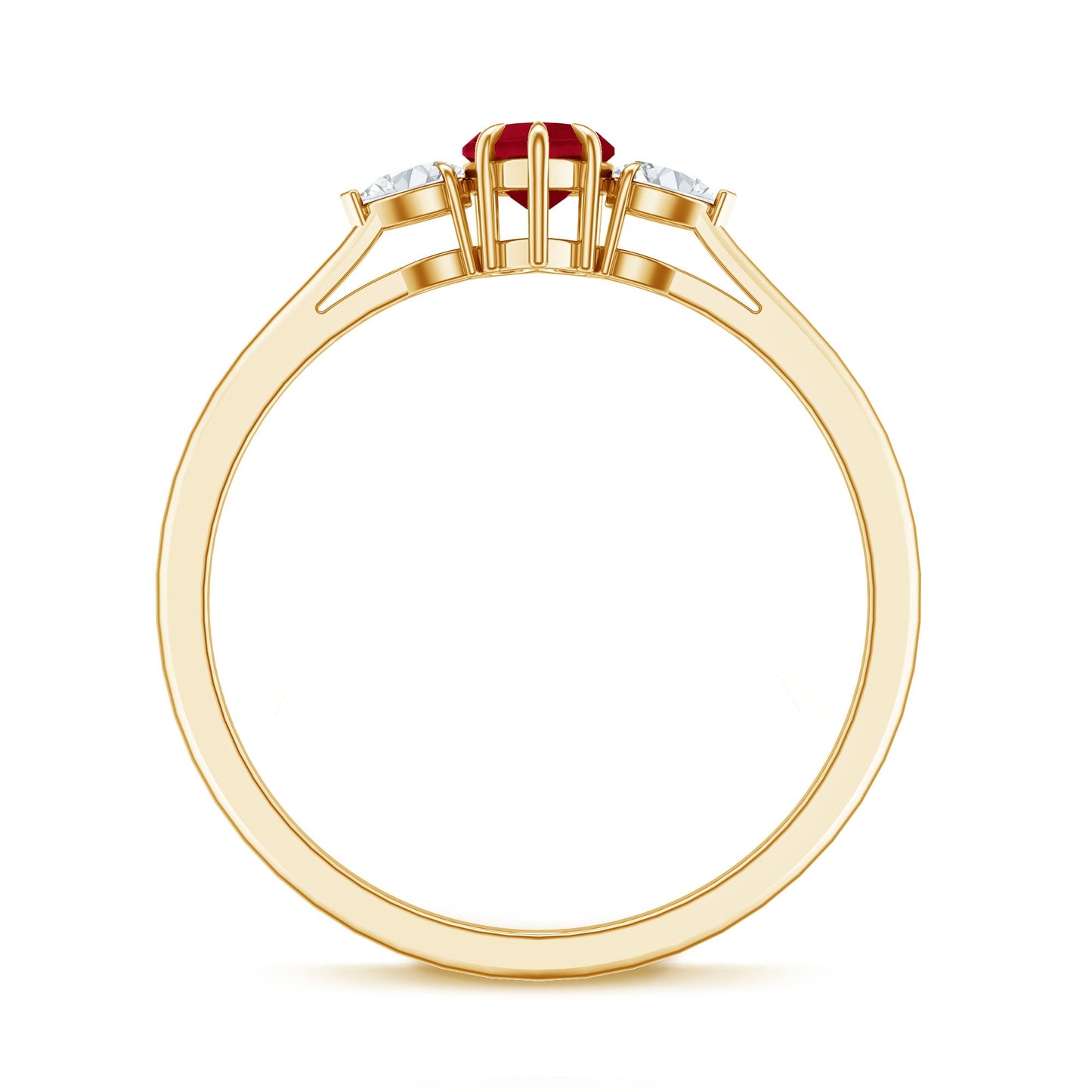 Natural 0.6 Carat Heart Shape Ruby Diamond 3 Stone Promise Ring