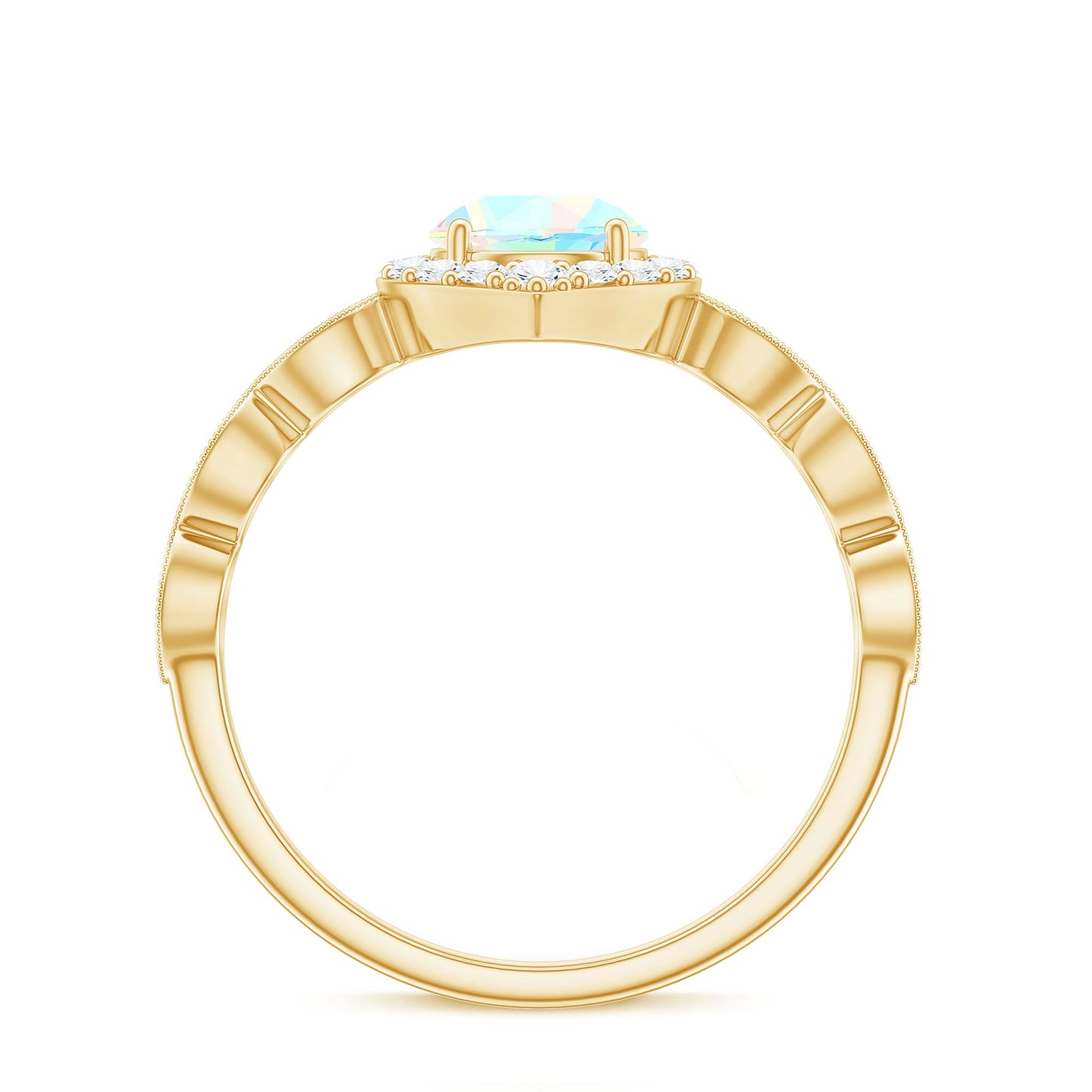 Vintage Looking Ethiopian Opal Engagement Ring with Real Diamond Halo