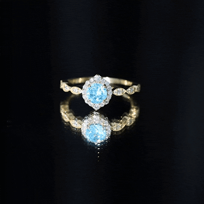 0.8 Carat Aquamarine and Diamond Designer Engagement Ring