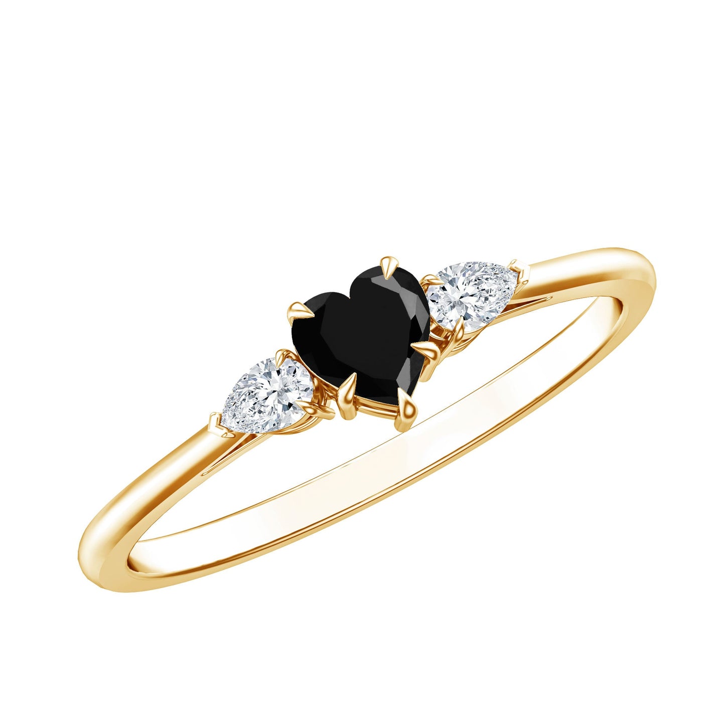 Certified Lab Grown Black Diamond Heart Promise Ring with White Diamond
