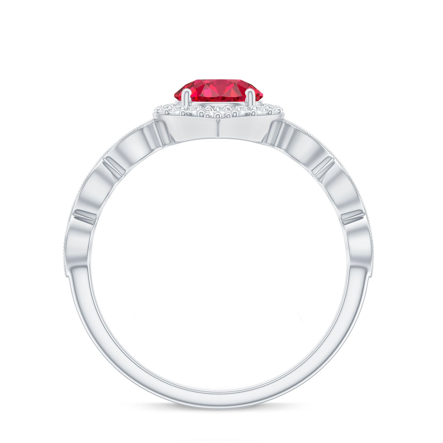Vintage Style 1.3 Carat Lab Grown Ruby Engagement Ring with Diamond