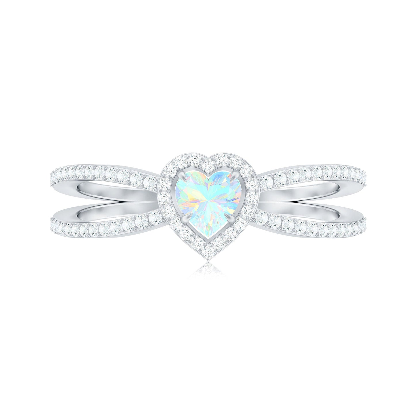 Certified Natural Ethiopian Opal Heart Shaped Engagement Ring with Diamond Halo