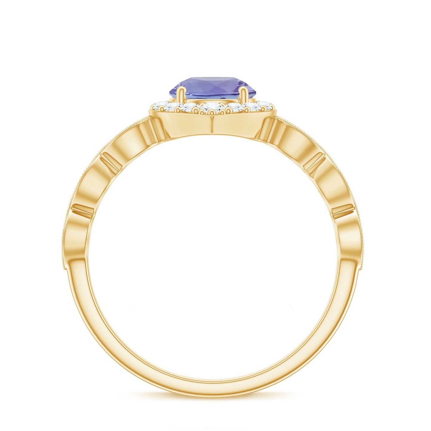Real 0.54 Carat Tanzanite Vintage Engagement Ring with Diamond