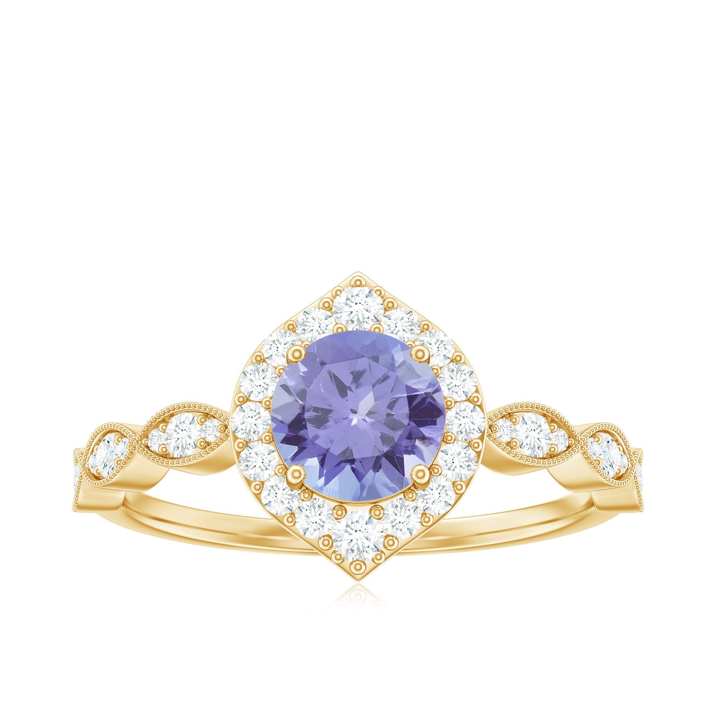 Real 0.54 Carat Tanzanite Vintage Engagement Ring with Diamond
