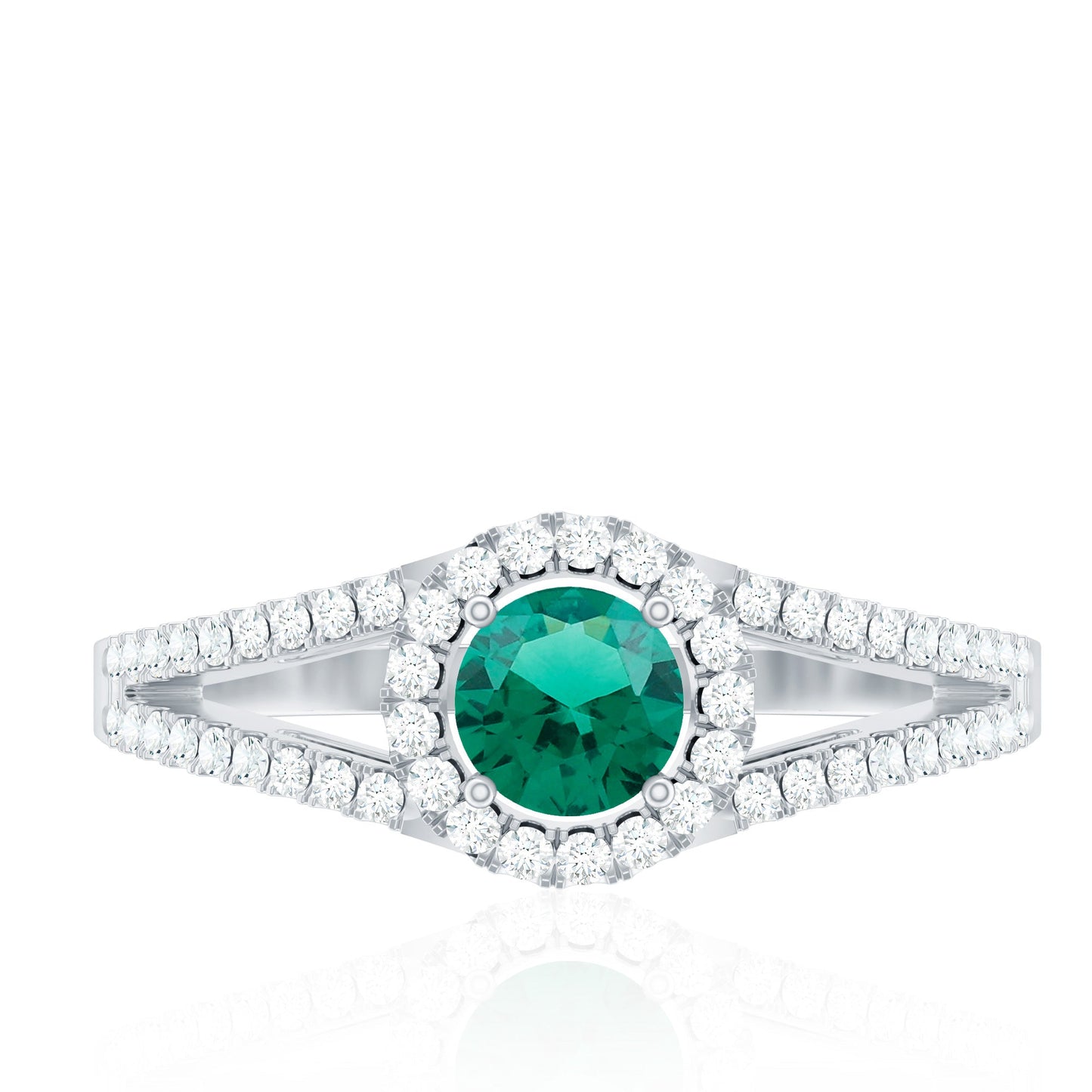 Lab Grown Emerald Diamond Halo Engagement Ring with Certificate
