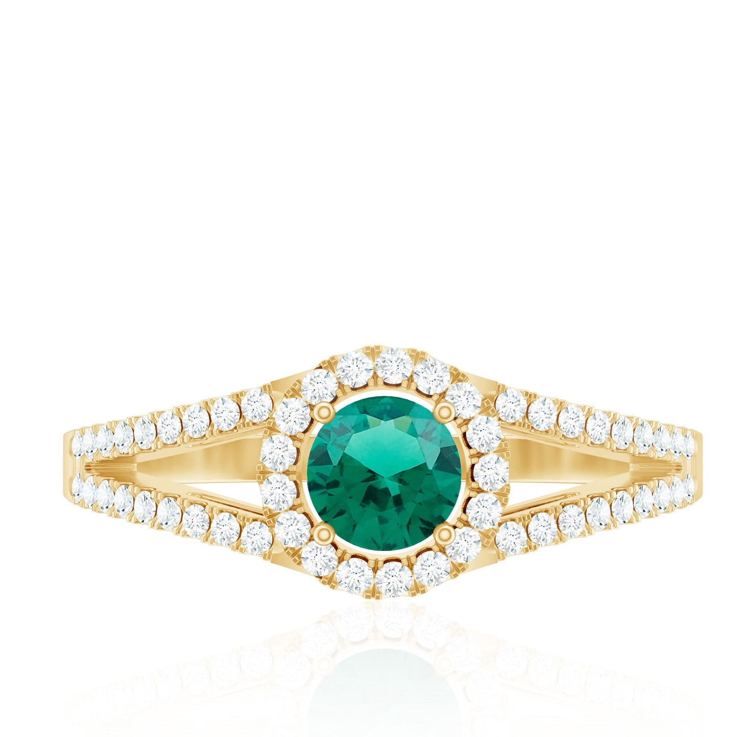 Lab Grown Emerald Diamond Halo Engagement Ring with Certificate