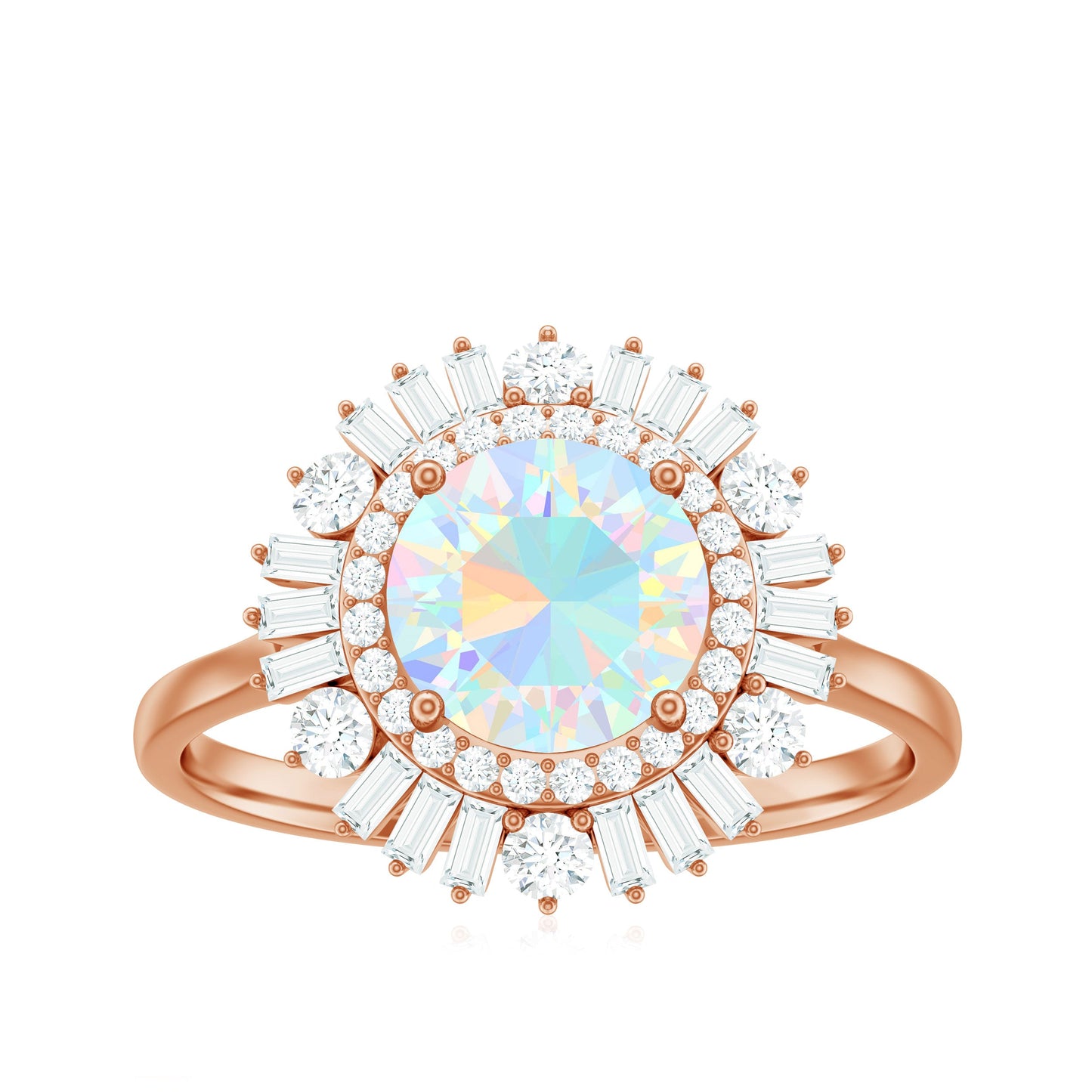 Natural 2 Carat Ethiopian Opal Double Halo Engagement Ring with Certificate