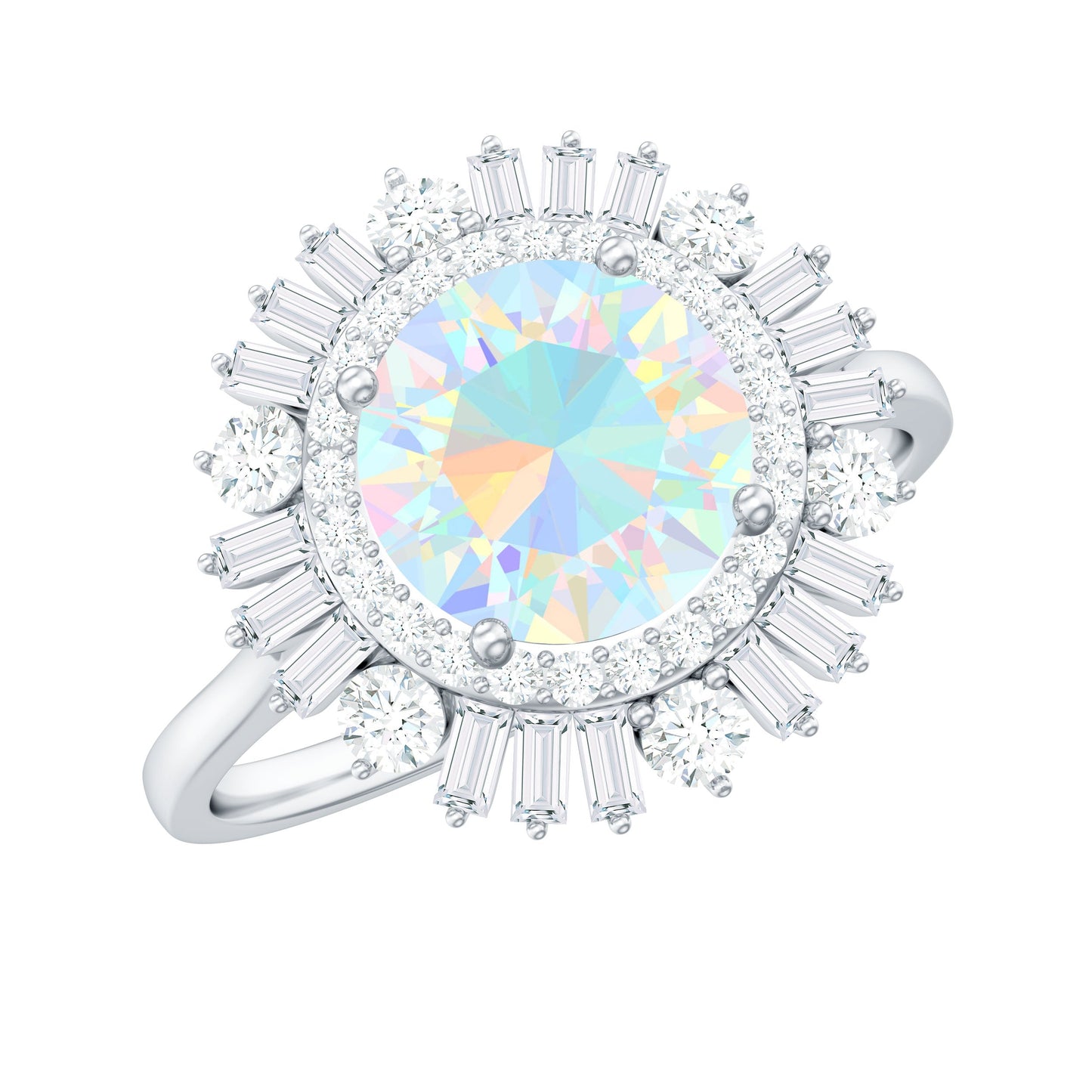 Natural 2 Carat Ethiopian Opal Double Halo Engagement Ring with Certificate