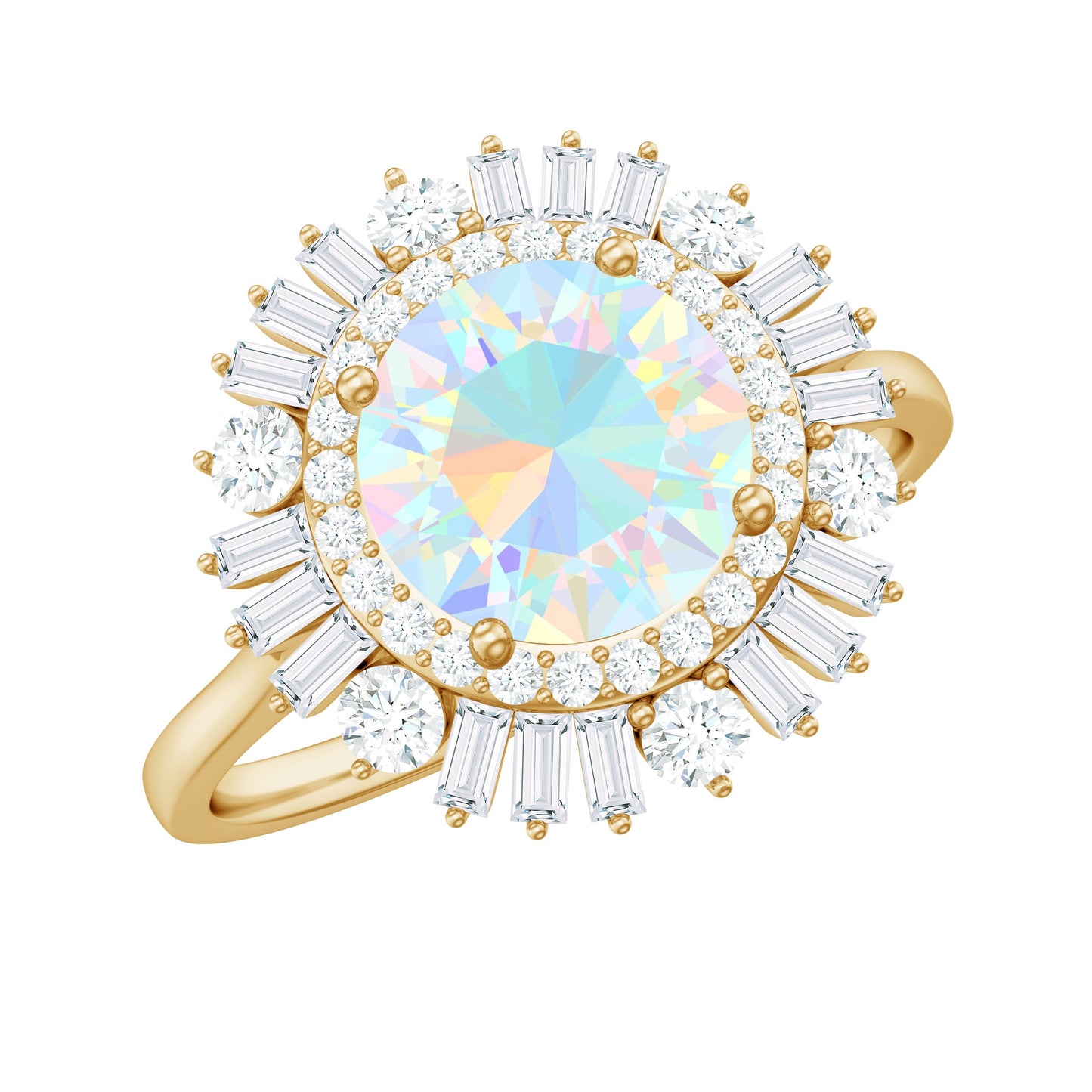Natural 2 Carat Ethiopian Opal Double Halo Engagement Ring with Certificate