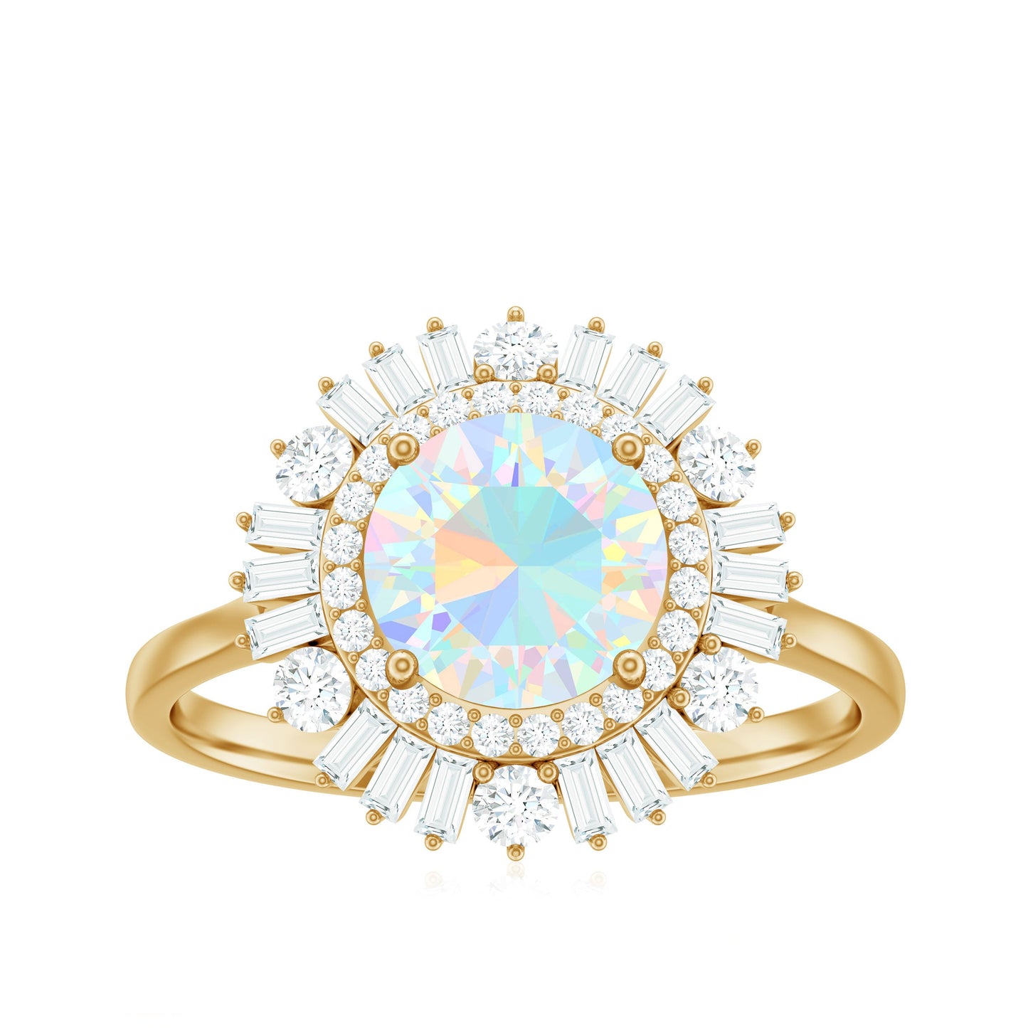 Natural 2 Carat Ethiopian Opal Double Halo Engagement Ring with Certificate