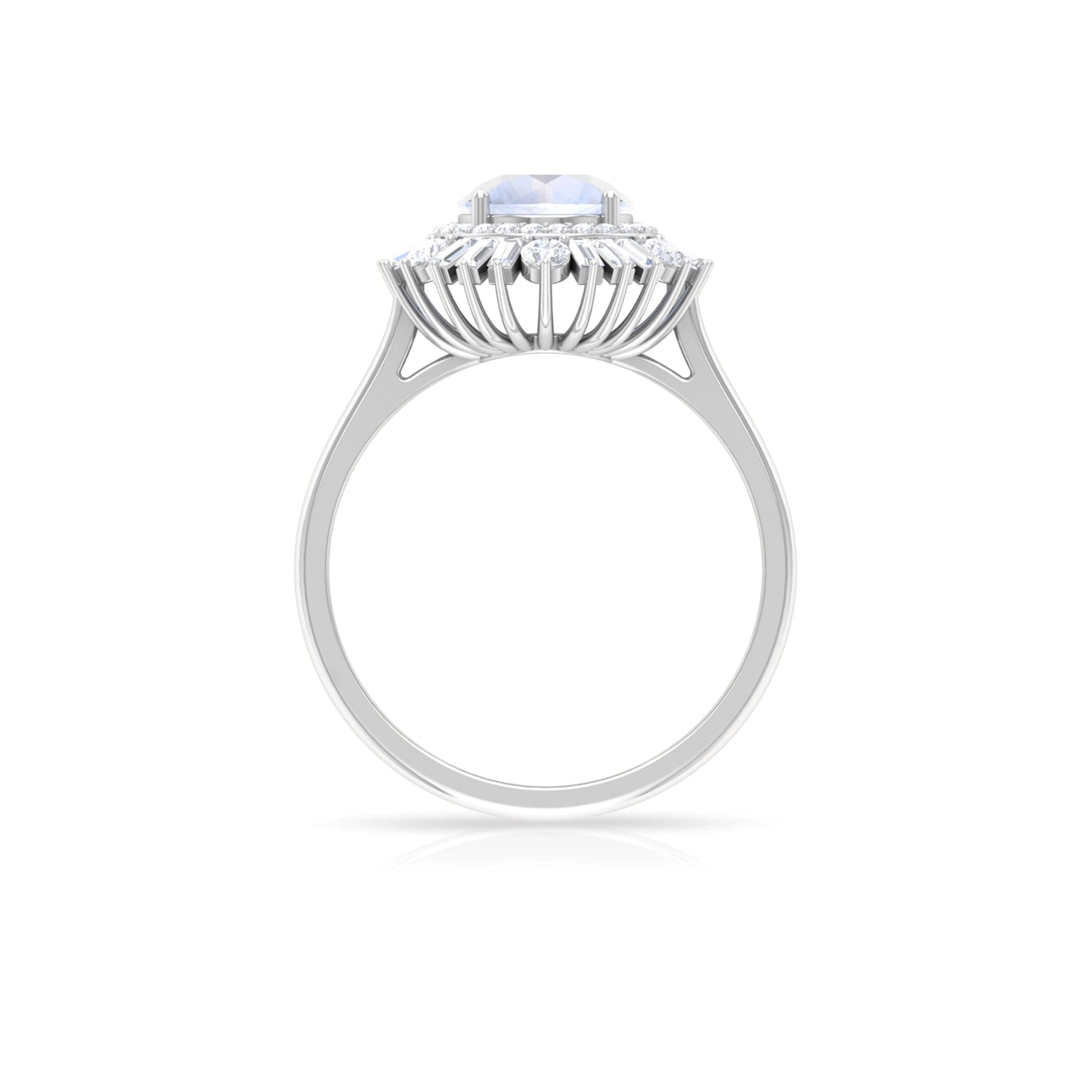 Moonstone and Moissanite Double Halo Cocktail Engagement Ring