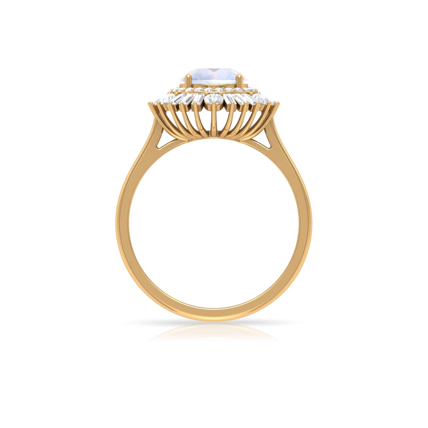 Moonstone and Moissanite Double Halo Cocktail Engagement Ring