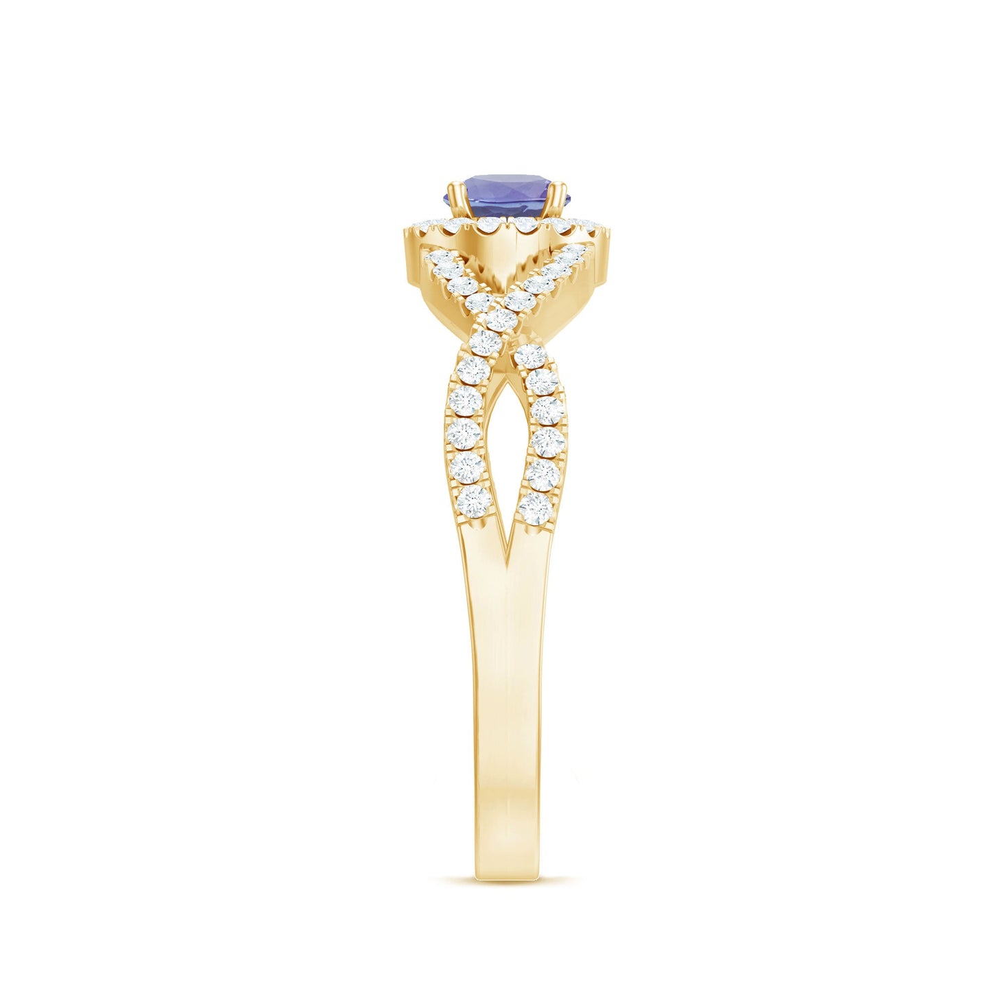 Real Tanzanite Engagement Ring with Diamond Criss Cross Shank