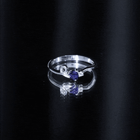 Certified Lab Grown Blue Sapphire Twisted Heart Promise Ring