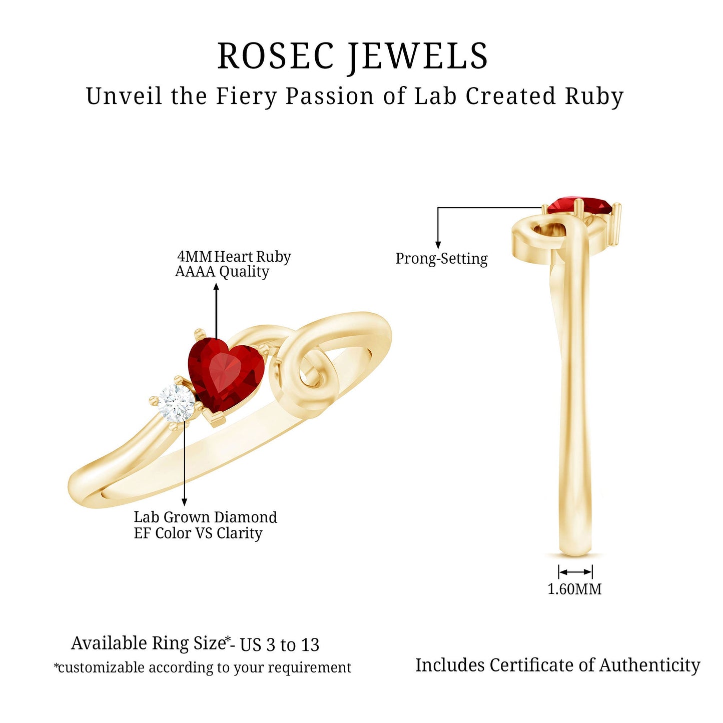 Lab Created Ruby and Diamond Twisted Heart Promise Ring