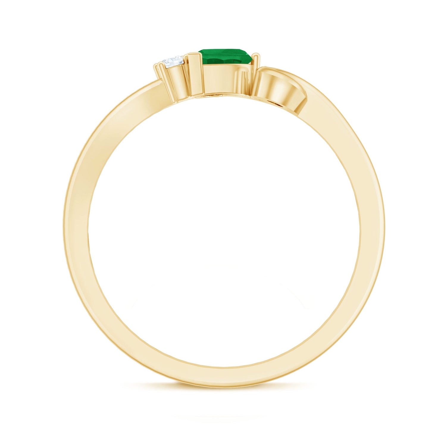 Real Emerald and Diamond Heart Promise Ring with Twisted Shank