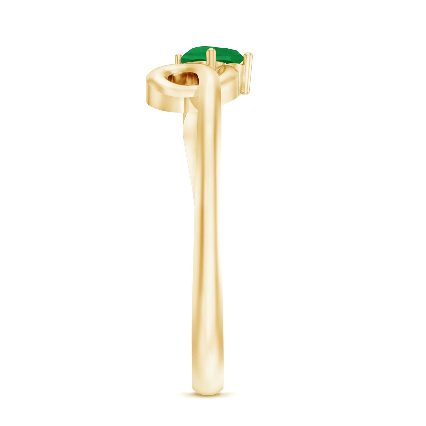 Real Emerald and Diamond Heart Promise Ring with Twisted Shank
