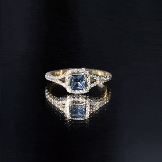 1 Carat Princess Cut London Blue Topaz Engagement Ring with Diamond Split Shank