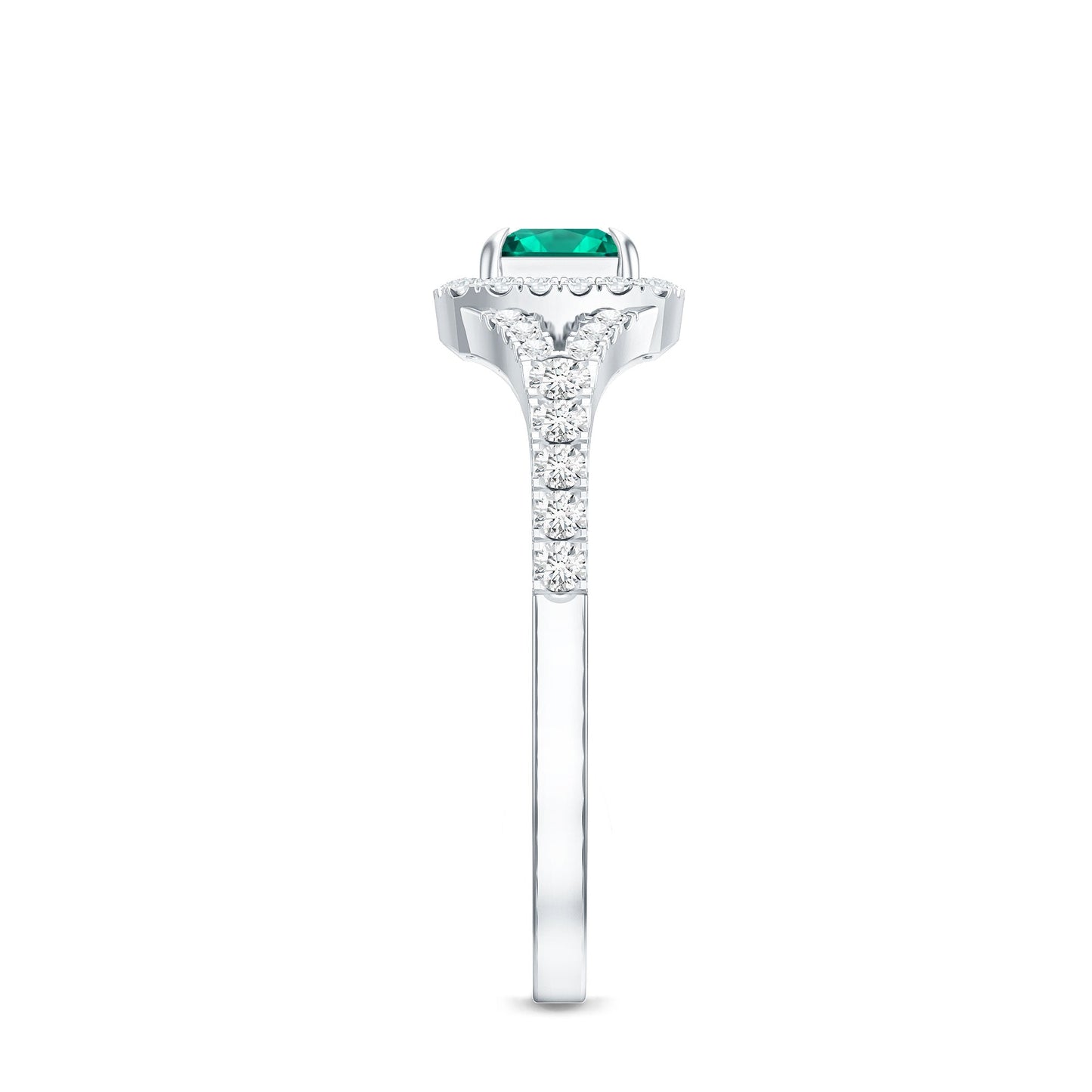 Certified Princess Cut Lab Grown Emerald Diamond Promise Ring