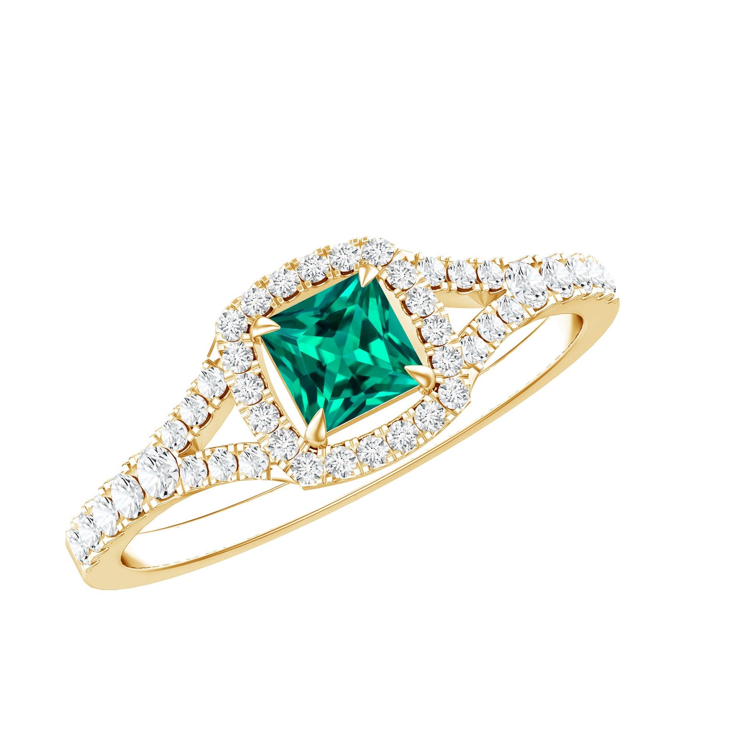 Certified Princess Cut Lab Grown Emerald Diamond Promise Ring