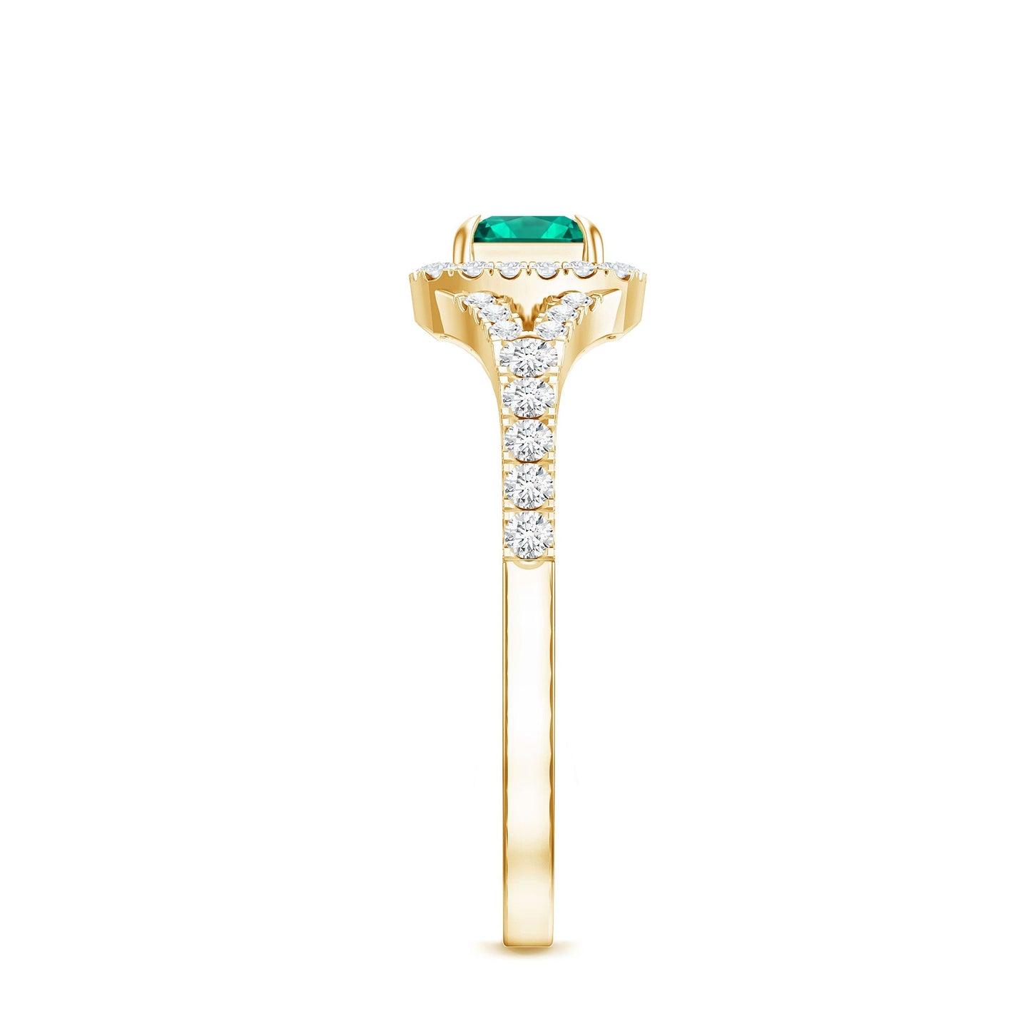 Certified Princess Cut Lab Grown Emerald Diamond Promise Ring