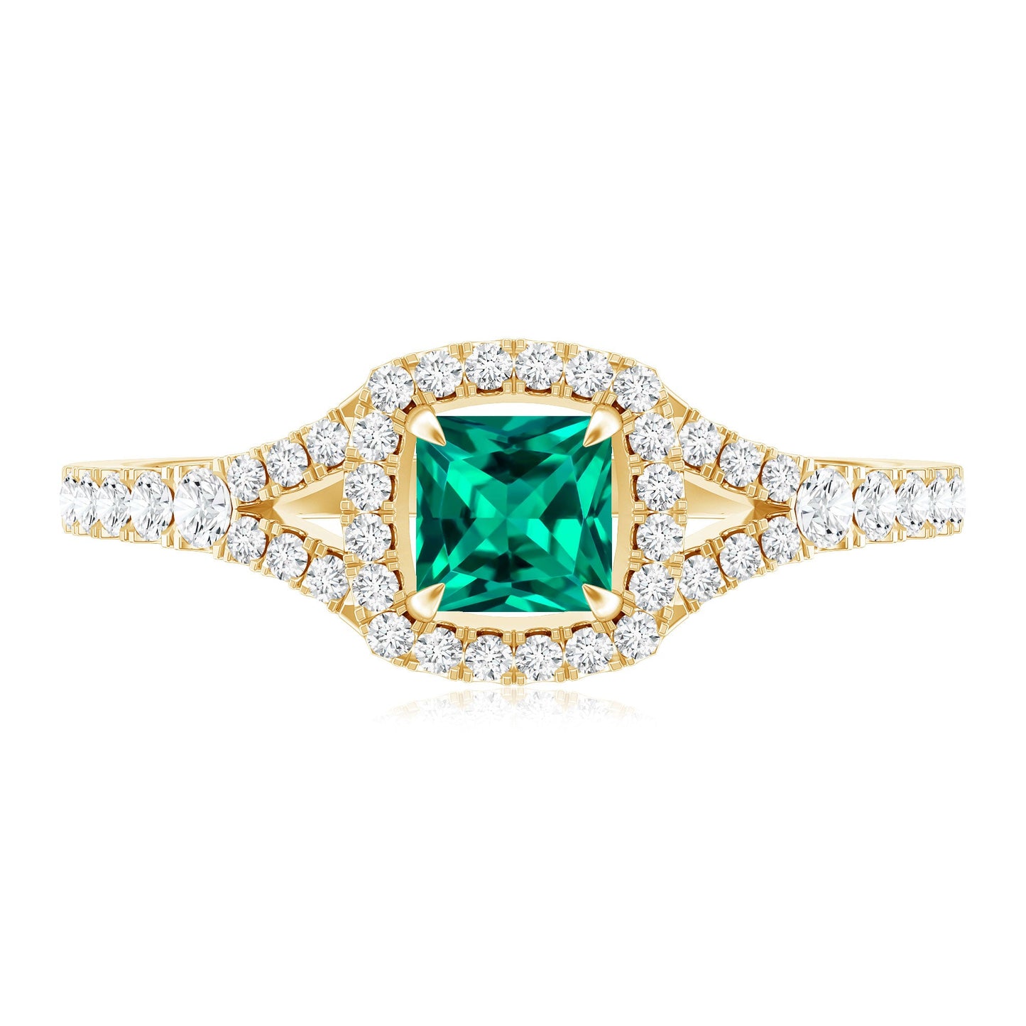 Certified Princess Cut Lab Grown Emerald Diamond Promise Ring