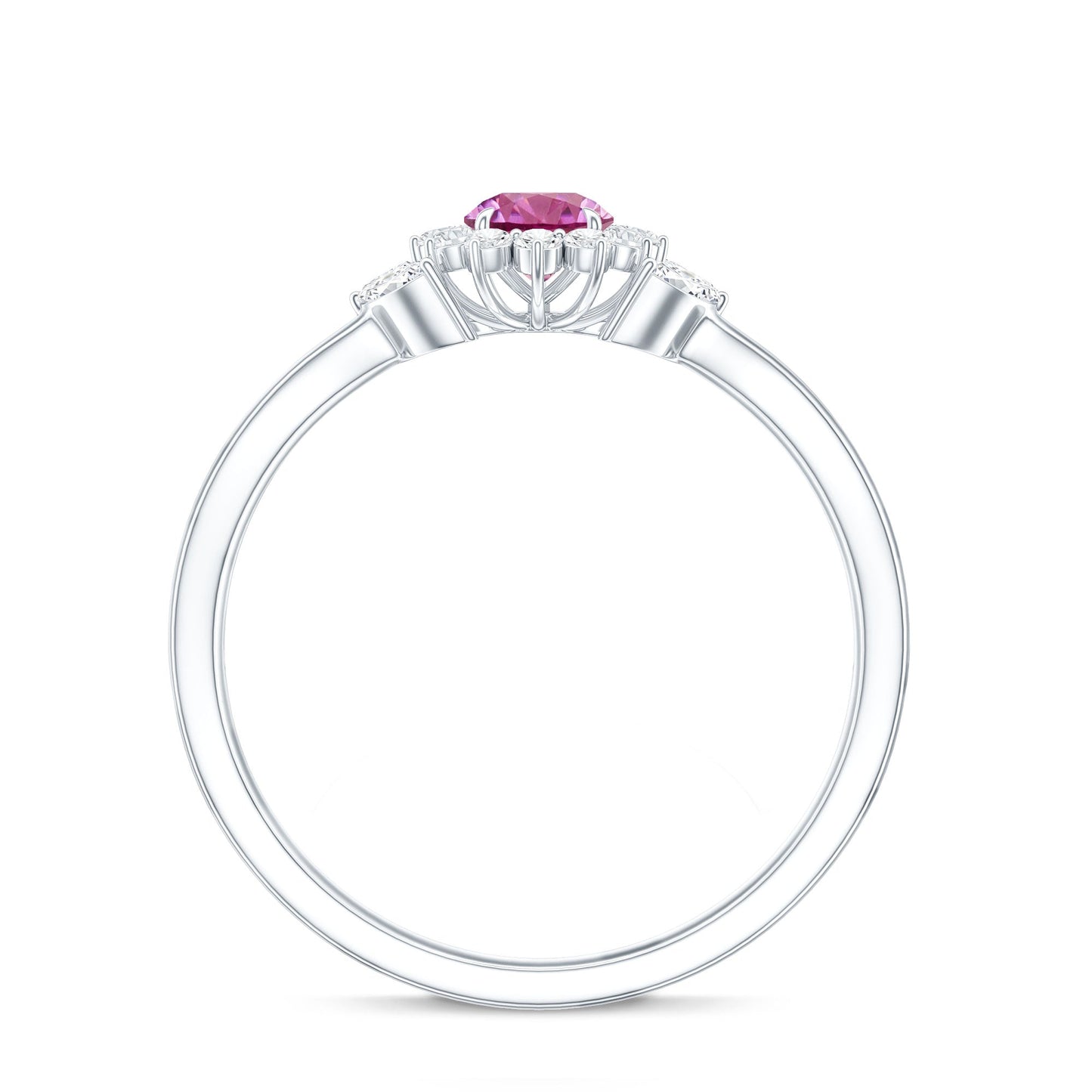 Pink Tourmaline and Diamond Flower Engagement Ring with Split Shank