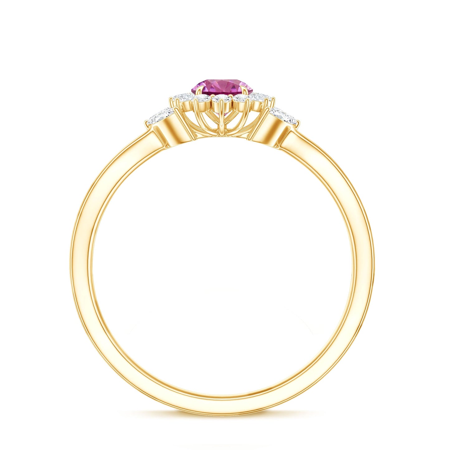 Pink Tourmaline and Diamond Flower Engagement Ring with Split Shank