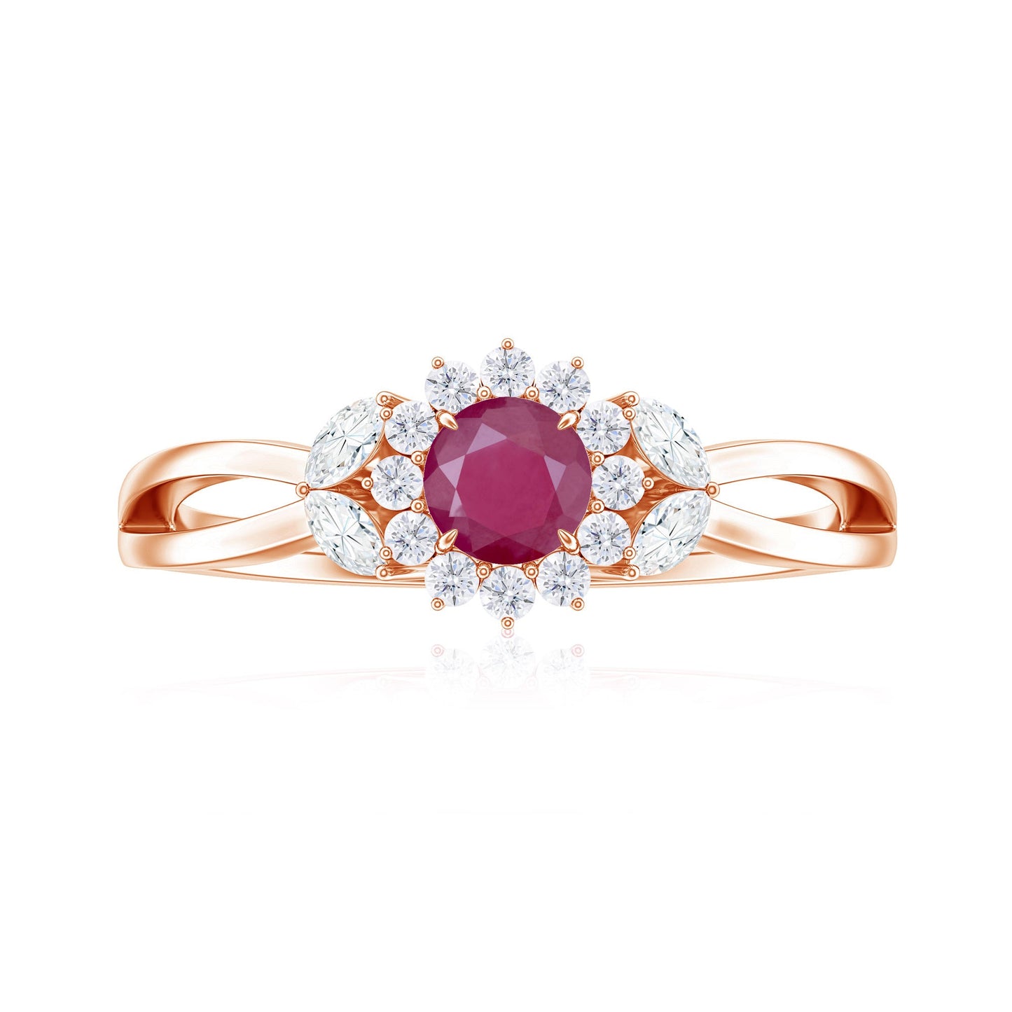 Nature Inspired Ruby Engagement Ring with Diamond for Women