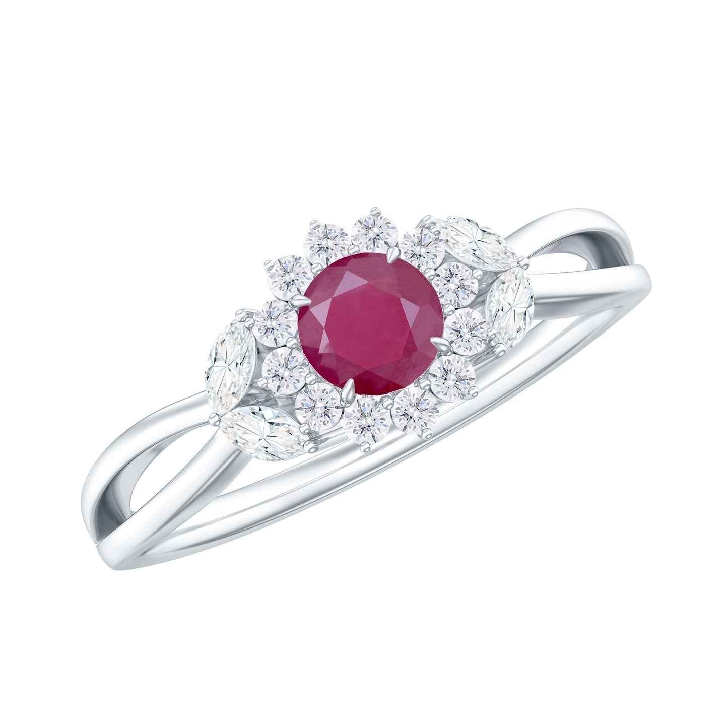 Nature Inspired Ruby Engagement Ring with Diamond for Women