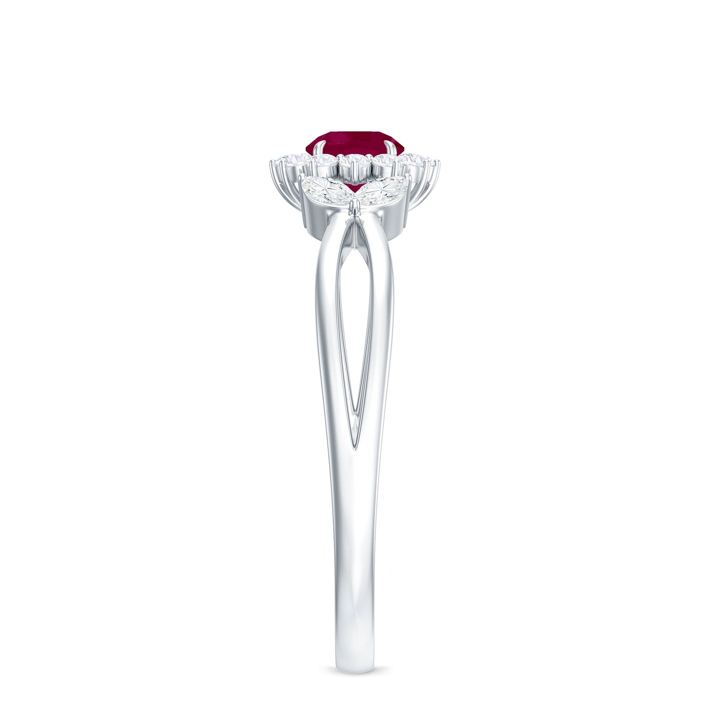 Nature Inspired Ruby Engagement Ring with Diamond for Women