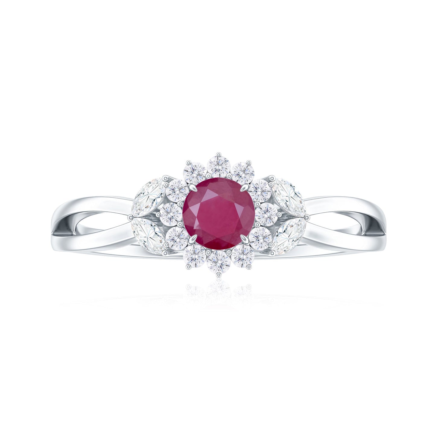 Nature Inspired Ruby Engagement Ring with Diamond for Women