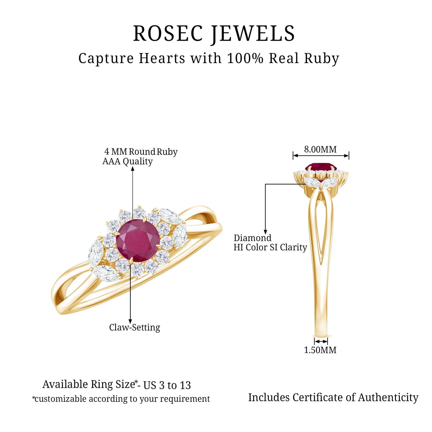 Nature Inspired Ruby Engagement Ring with Diamond for Women